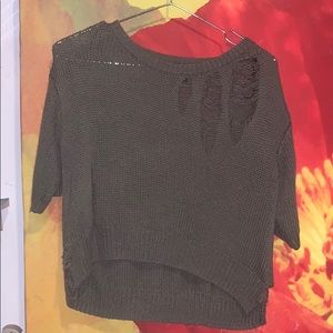 H&M army green distressed shirt